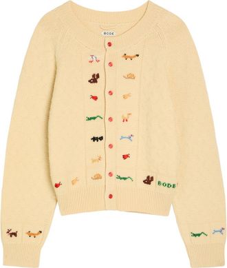 Bode Zoologist Embroidered Merino Wool-blend Cardigan - Cream - S (UK8-10 / S)