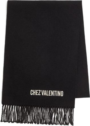Valentino Garavani Wol sjaal met VLogo borduursel - Heren - Wintersjaals - Zwart - ONE Size - Wol - Accessoires