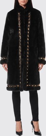 Philipp Plein Cappotto monopetto in pelliccia di visone con borchie