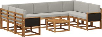 vidaXL Conjunto De Sof&aacute;s De Exterior 10 Uds. Natural Y Gris Claro Vidaxl