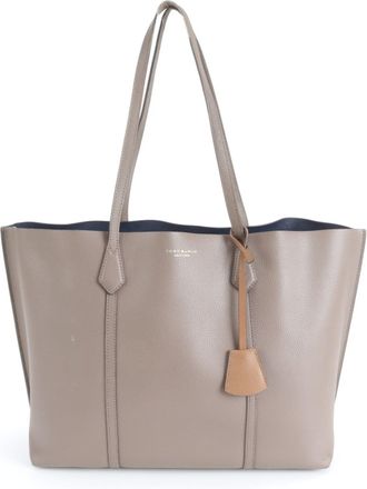 Tory Burch Grayish Leather Handbag Tote Bag (Pre-Owned)