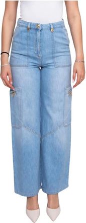 Elisabetta Franchi Cargo jeans met maxi zakken en juweeldetails - Dames - Regular Fit Jeans - Blauw - W28 - Denim - Jeans