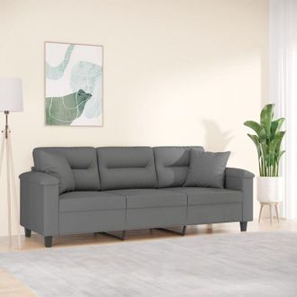 vidaXL Vidaxl - Divano 3 Posti Cuscini Grigio Scuro 180 cm Tessuto Microfibra