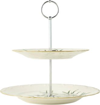 Bella Maison Olive Porcelain 2-Tier Serving Stand