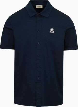 Sandbanks Mens Sandbanks Full Button Interlock Shirt Navy - Black - Size: 44/Regular