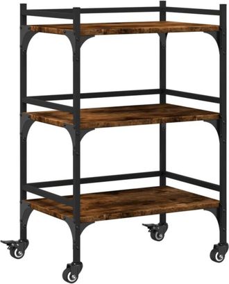 vidaXL Vidaxl - Carrito De Cocina Madera Ingenier&iacute;a Roble Ahumado 50x35x75,5 Cm