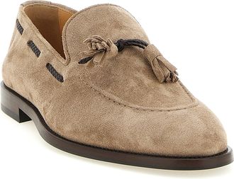 Brunello Cucinelli Mens Brown Calfskin Slip-On Loafers