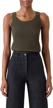 Akris Scoop Neck Cotton Sweater Tank in Olive at Nordstrom, Size 10