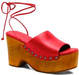 Free People Front Row Ankle Wrap Platform Sandal in Salsa Leather at Nordstrom, Size 9