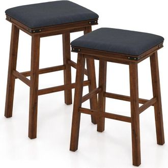 Costway Costway - 2PCS 76cm Bar Stools pu Leather Padded Upholstered Counter Height Chair Backless