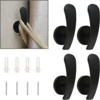 OEM Juego De 4 Ganchos Negros Para Sujetar Cortinas, Ganchos De Pared Para Cortinas, Ganchos Decorativos Para Sujetar Cortinas Con Tornillos (juego De 4 N