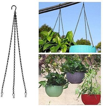 Trade Shop Trade Shop - Catena Nera Gancio Per Appendere Vaso Fiori Piante Fioriera Lunghezza 40 Cm