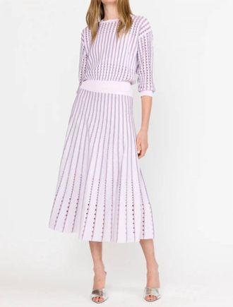 Christy Lynn Colton Midi Skirt In Pinstripe Lilac