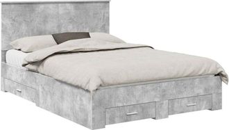 vidaXL Estructura De Cama Con Cabecera Gris Concreto 140 X 190 Cm Vidaxl