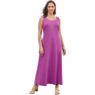 Jessica London Stretch Cotton Tank Maxi Dress in Deep Orchid at Nordstrom, Size 16P