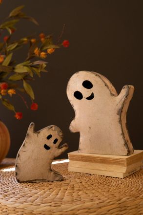 Kalalou Set Of Two Recycled Iron Halloween Ghosts