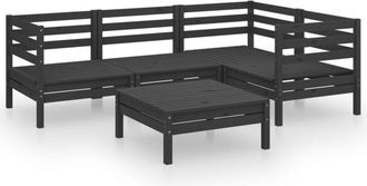 vidaXL Juego De Muebles De Jard&iacute;n 5 Pzas Madera De Pino Maciza Negro Vidaxl