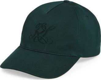 Ralph Lauren Purple Label Monogram Twill Baseball Cap in Moss Agate at Nordstrom