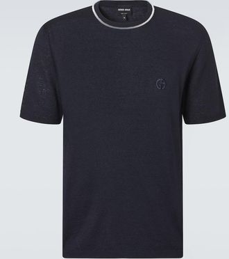 Giorgio Armani Logo linen and silk T-shirt