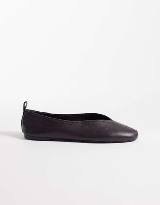 Mango Ballerine in pelle marrone