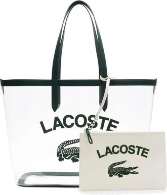 Lacoste Tassen, Dames, Wit, ONE Size, Transparante Logo Tas