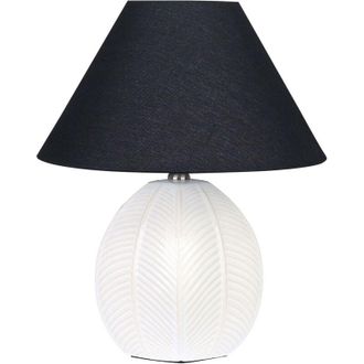 Beliani Lampada da tavolo in ceramica Luce dambiente Paralume nero bianco panna Cadena
