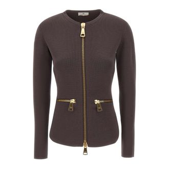 Elisabetta Franchi Dames, Truien, Bruin, Maat: S Leer