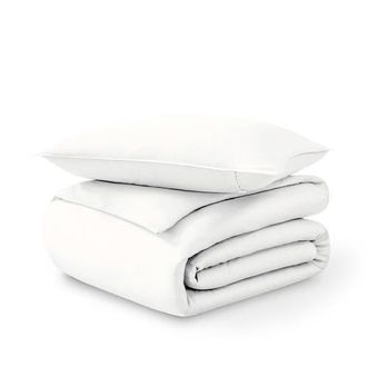 Bare Home 400 Thread Count Organic Cotton Sateen Duvet Cover and Sham Set in White at Nordstrom, Size Queen