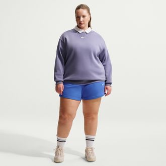 Nike Womens Nike Sportswear Phoenix Fleece Mid-Rise 4 Shorts (Plus Size) in Blue | IH2543-485