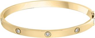 Effy 925 Gold Plated Silver Diamond Station Bangle in 14K Gold Plate at Nordstrom, Size 7