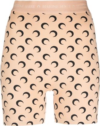 Marine Serre Moon-print cycling shorts - women - Elastane/Polyamide - S - Neutrals