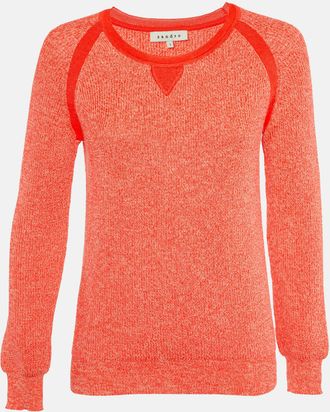 Sandro Orange Heavy Cotton And Polyester Knit Crew Neck Sweater