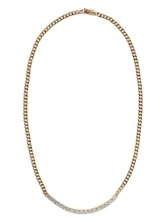 Anita Ko 18kt rose gold plain cuban link and long diamond line necklace