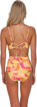 Sunsets Hannah High Waist Bikini Swim Bottoms in Dreamsicle Crepe at Nordstrom, Size X-Large