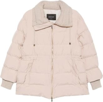 Fabiana Filippi Jassen, Dames, Beige, XS, Gepolsterde jas met opstaande kraag