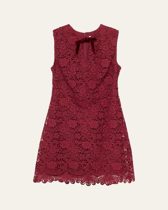 Shoshanna Mandi Cutout Bow-Front Floral Lace Mini Dress