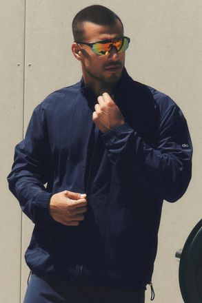 Alo | Takeaway Track Full Zip Jacket in Navy, Size: Medium