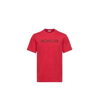 Moncler Moncler Logo Print Cotton T-shirt, Men, Red, Size: 3xl
