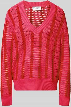 Colourful rebel Strickpullover mit Lochmuster Modell Lizza in Pink, Gr&ouml;&szlig;e XS