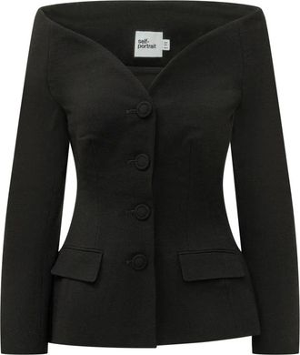 Self Portrait Giacca in Crepe di Lana - - Jackets - Donna - Nero - XS