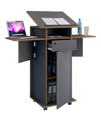 VCM Vcm - Consola De Altavoz M&oacute;vil Wood Dimensiones Aprox. Al. 107 A 128 Cm X An. 60 A 123 Cm X P. 44 Cm Desplazable Con Caj&oacute;n Escritorio De Pie Mesa De P