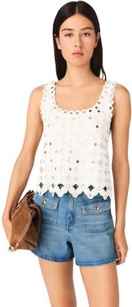 Maje Mirrored crochet top in White at Nordstrom, Size X-Small