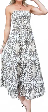 Blu Pepper Womens Strapless Ruffle Trim Midi Dress In Multi
