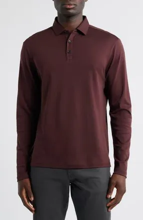 Robert Barakett Georgia Long Sleeve Pima Cotton Polo in Deep Bordeaux at Nordstrom Rack, Size Medium