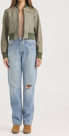 Jakett Collins Leather Jacket In Army