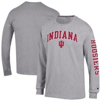 Champion Mens Champion Heather Gray Indiana Hoosiers Arch Over Logo 2-Hit Long Sleeve T-Shirt at Nordstrom, Size Medium