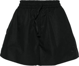 Moncler Logo-Appliqu&eacute; Poplin Shorts - Dames - Bermuda - Zwart - XS - Katoen - Korte Broeken