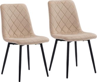 Relaxdays Silla De Comedor Relaxdays, Set De 2, Terciopelo, Patas Met&aacute;licas, 120 Kg, Sal&oacute;n Y Cocina, Tapizada, Beige