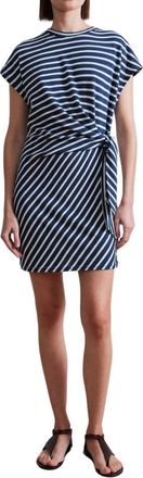 Apiece Apart Nina Cinched Mini Dress In Navy & Cream Stripe