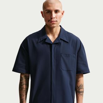 Nike Mens 24.7 PerfectStretch Dri-FIT UV Button-Up Shirt in Blue | IF2734-451